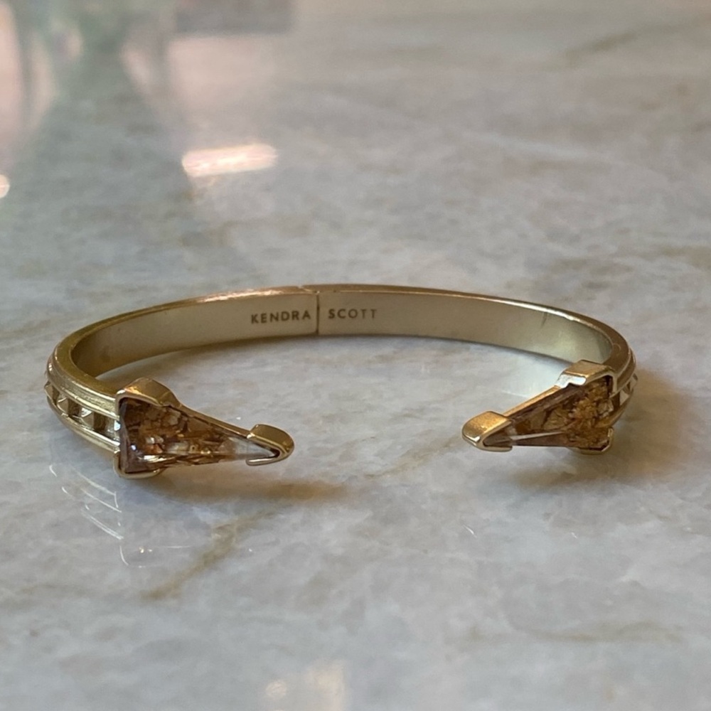 Kendra Scott Misty Hinge Bracelet Gold w/ Brown Triangle Stones